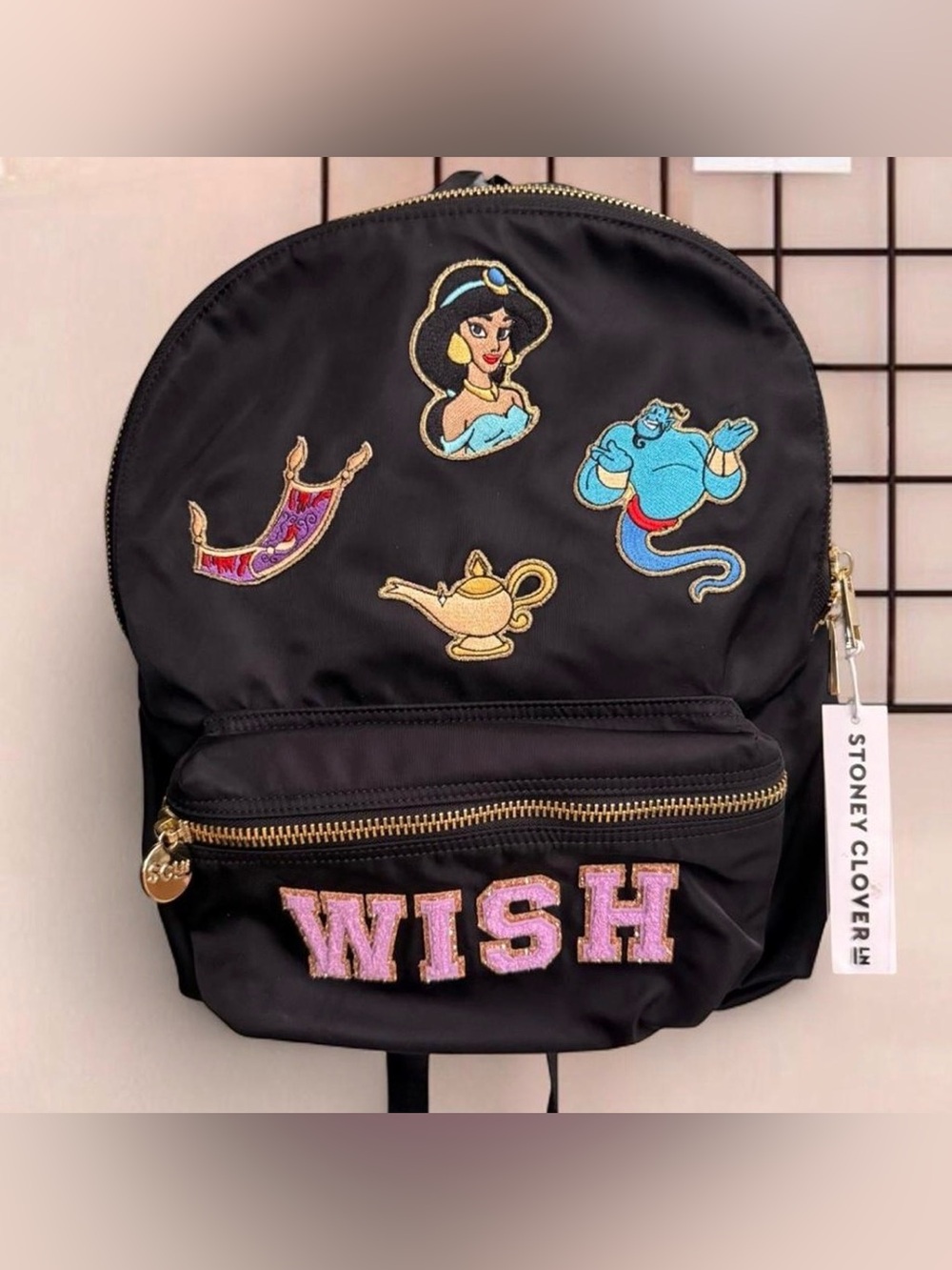 Stoney Clover Lane Custom Made Disney PJasmine Genie WISH Patch Backpack Black